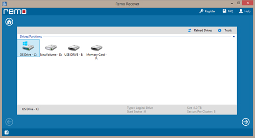 Deleted Abbildung Wiederaufnahme Software - Select Drives